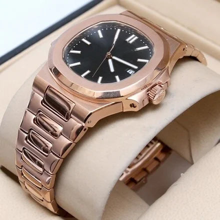 Black Dial Metal Belt Men's Watch