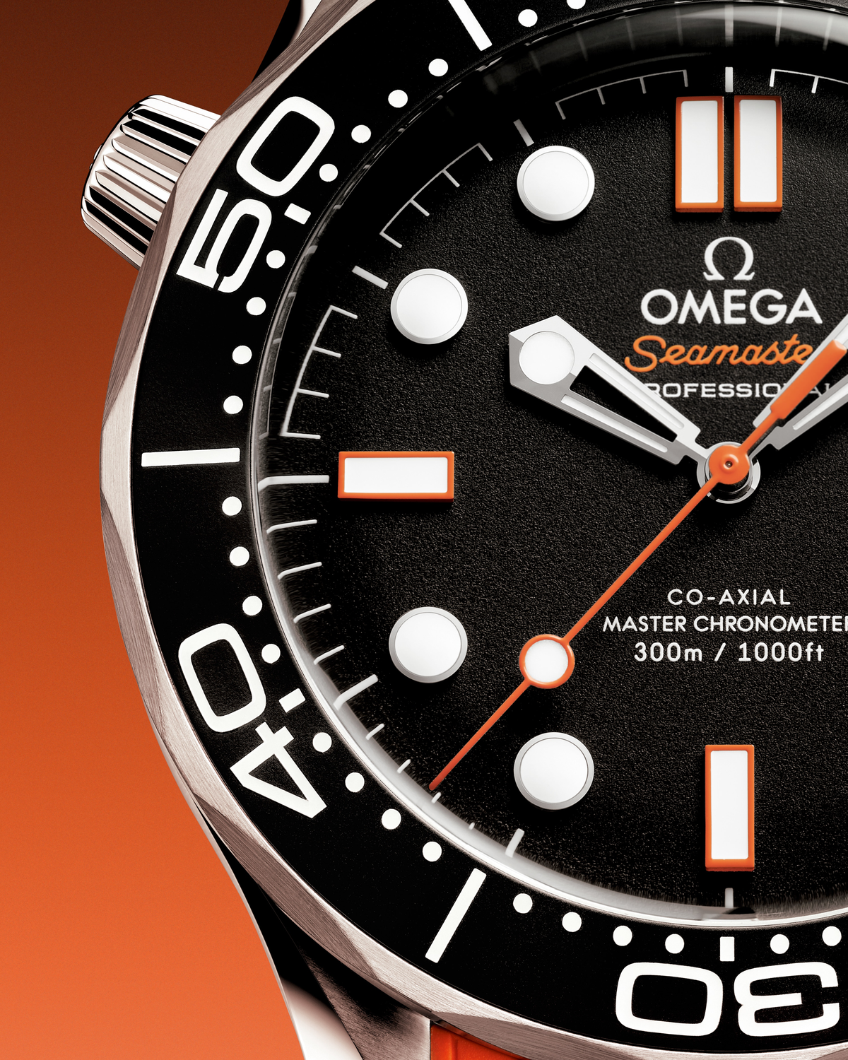Seamaster Diver 300M 42mm Bracelete de Borracha Laranja