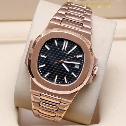 Black Dial Metal Belt Men's Watch