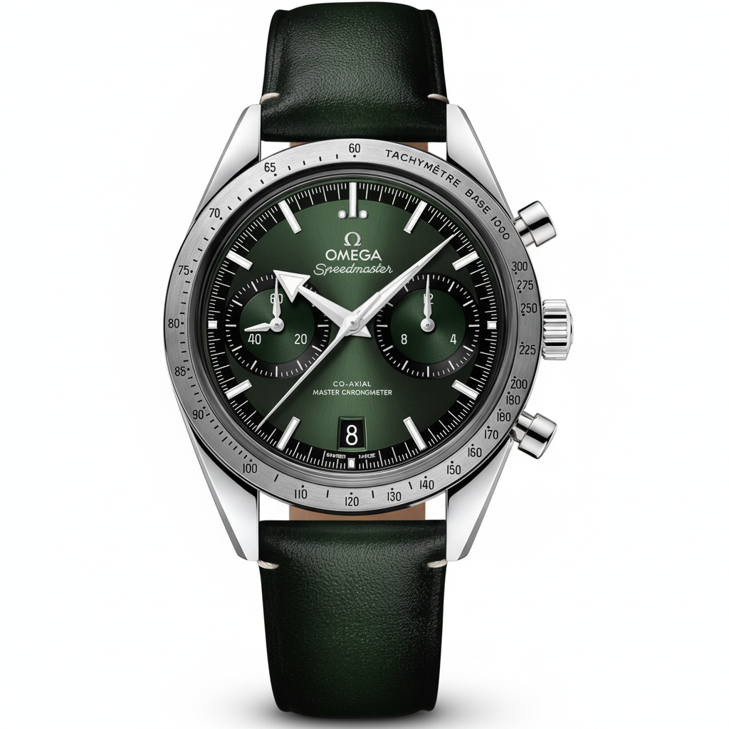 Speedmaster '57 Green 40.5mm läderrem
