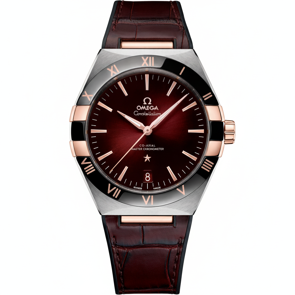 कॉन्स्टेलेशन 41mm स्टील लेदर स्ट्रैप