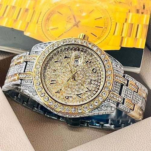 Men’s Analog gold Arabic Diamond Watch