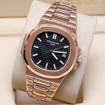 Black Dial Metal Belt Men's Watch