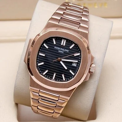 Black Dial Metal Belt Men's Watch