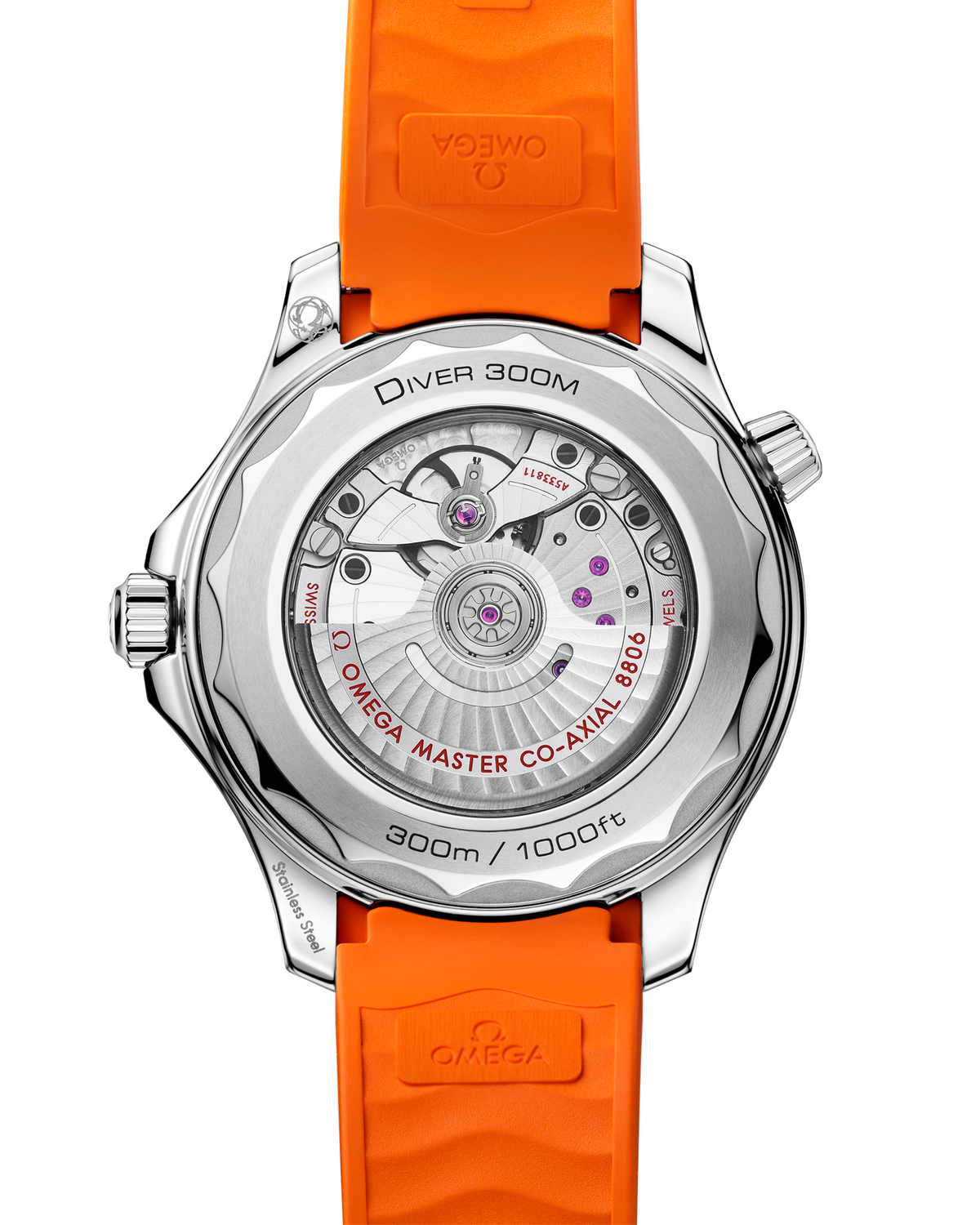 Seamaster Diver 300M 42mm Bracelete de Borracha Laranja