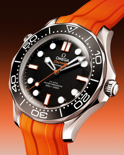 Seamaster Diver 300M 42mm Bracelete de Borracha Laranja